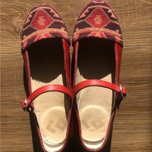 OnlySeven Red Leather Maryjane Flats